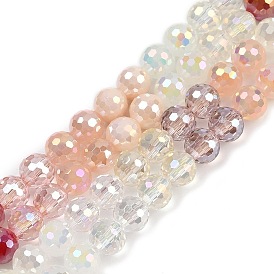 Стеклянные бусины с гальваническим покрытием , круглые, граненый(32 граненый)