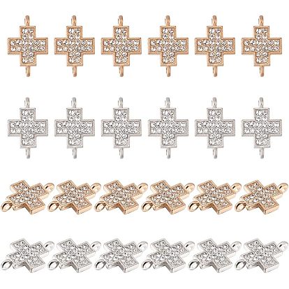 48 шт. 2 цвета сплава, кристаллы и стразы, подвески-коннекторы, религия, крестик