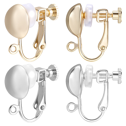 20шт. 2 цвета латунь винт на клипсе конвертер серьги, спиральный зажим для ушей, для не проколотых ушей, с петлей, без никеля , 20Силиконовый зажим на подушечках сережек