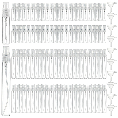 100шт. 2 варианты дизайна стеклянных многоразовых флаконов для духов, с пластиковой крышкой и 10шт. воронкой для домашних животных