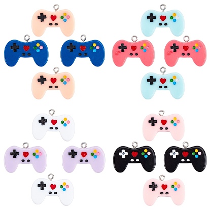 16 Stk. 8 Farben Harzanhänger, mit platinierten Eisenschlaufen, spielcontroller