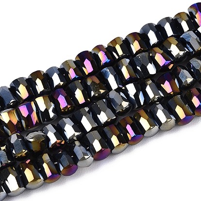 Гальванические непрозрачные стеклянные бусины, колонка, граненые, с покрытием AB цвета