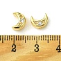 Brass Micro Pave Cubic Zirconia Beads, Moon