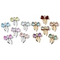 UV Plating Alloy Glass Pendants, Bowknot Charm, Faceted, Mixed Color