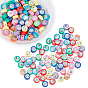 200Pcs Printed Handmade Polymer Clay Beads, Flat Round