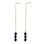 Brass Ear Thread, Dangle Stud Earrings, with Natural Cultured Freshwater Pearl Beads, Golden