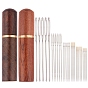 Iron Self-Threading Hand Sewing Needles & Tapestry Needles, with Sandalwood Leather Craft Sewing Needles Case Box