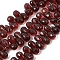 Natural Garnet Beads Strands, Teardrop, Faceted, Top Drilled, with Tassel