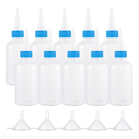 BENECREAT 3.5 Ounce(100ml) Plastic Glue Bottles with Blue Cap Graduated Squeeze Dispensing Bottles with Funnel Hoppers for Liquids, Glue Applicator
