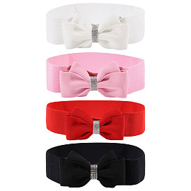 4Pcs 4 Colors Adjustable Bowknot PU Leather Elastic Waistbands for Women