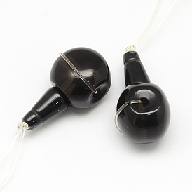 Натуральный черный агат (окрашенный и нагретый) драгоценный камень 3-отверстие гуру бусины, T-просверленные бусины для изготовления буддийских ювелирных изделий