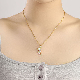 Элегантные модные латунные сверкающие прозрачные кубические цирконии мини-подвеска в виде медведя ожерелья для ключицы для женщин