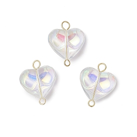 Подвески с гальваническим стеклянным разъемом, четкие ссылки на сердце, с железными двойными петлями