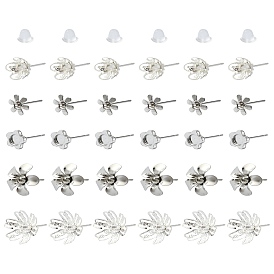 30шт 5 стили 304 фурнитура для сережек из нержавеющей стали, цветок, 30 гайки ушные пластиковые