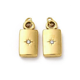 304 из нержавеющей стали горный хрусталь подвески, с целью перехода в кольце, прямоугольный шарм, ионное покрытие (ip)