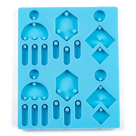 Tassel Earrings DIY Silicone Pendant Molds, Resin Casting Molds, for UV Resin & Epoxy Resin Jewelry Making, Mixed Shapes
