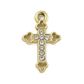 Alloy Rhinestone Pendants, UV Plated, Cross