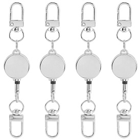4 шт. прочные выдвижные застежки из сплава, выдвижной держатель катушки для удостоверения личности, с двойными поворотными застежками, принадлежности для изготовления брелоков своими руками, плоско-круглые