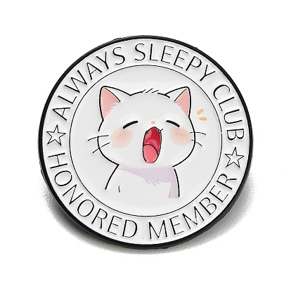 Эмалированные значки с котом из клуба «Всегда сонный», Черные металлические застежки для значков на лацкан для рюкзака или одежды
