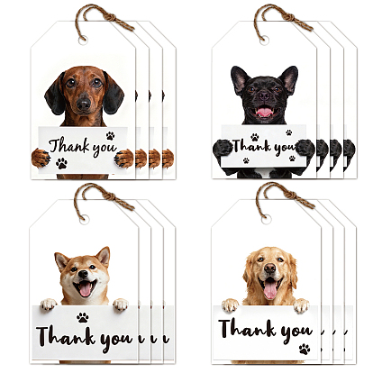 80Pcs 4 Styles Printed Paper Thank You Gift Tags, Rectangle