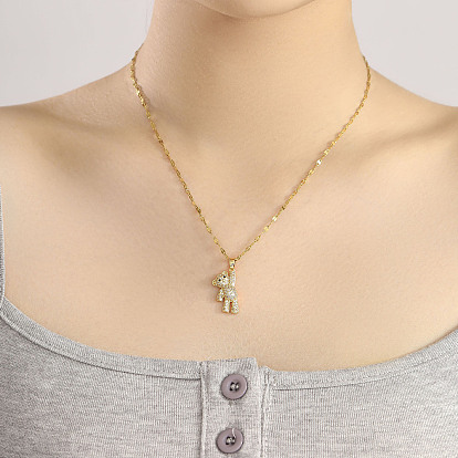 Элегантные модные латунные сверкающие прозрачные кубические цирконии мини-подвеска в виде медведя ожерелья для ключицы для женщин