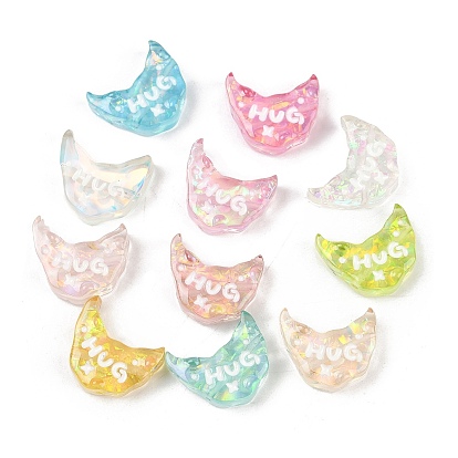 Симпатичные прозрачные бусины из смоляной эмали, луна со словом объятие