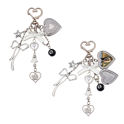 2шт. подвесные украшения из искусственного жемчуга, акрила и сплава из АБС-пластика, сердце и лук, с поворотными застежками сплава