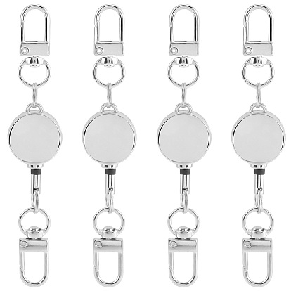 4 шт. прочные выдвижные застежки из сплава, выдвижной держатель катушки для удостоверения личности, с двойными поворотными застежками, принадлежности для изготовления брелоков своими руками, плоско-круглые