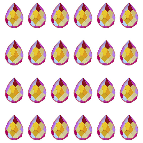 50 шт. Гальванические прозрачные нити стеклянных бусин, слеза, Топ пробуренной, граненые