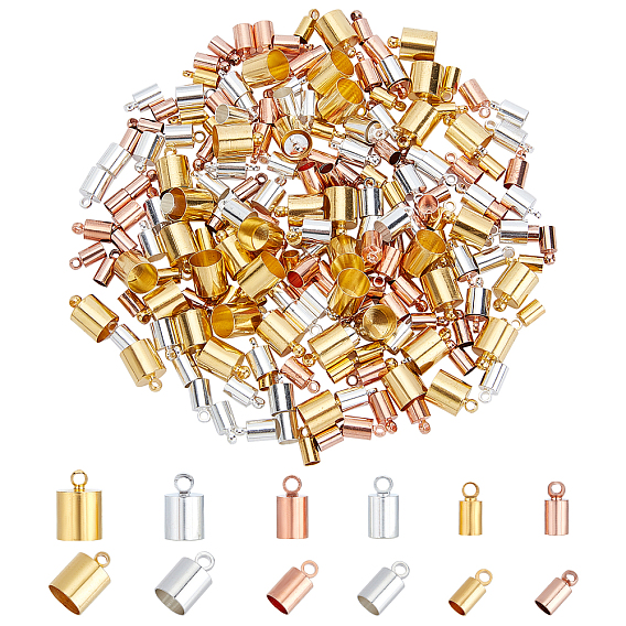 240Pcs 6 Style Brass Cord Ends, End Caps