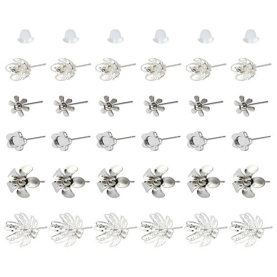 30шт 5 стили 304 фурнитура для сережек из нержавеющей стали, цветок, 30 гайки ушные пластиковые