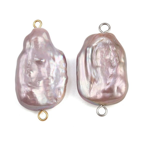 Подвески-коннекторы из натурального пресноводного жемчуга Кеши, с 304 двойными петлями из нержавеющей стали, чертополох