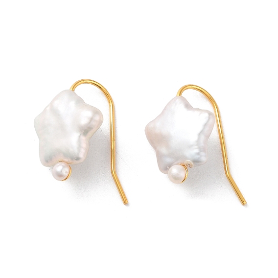 Star Natural Pearl Dangle Earrings for Women, with Sterling Silver Findings