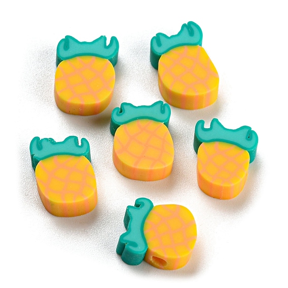Handmade Polymer Clay Bead, Pineapple Slice
