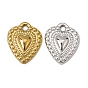 304 Stainless Steel Pendants, Embossed Heart Charms