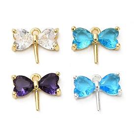 Латунь прокладывает кубические циркониевые прелести, стрекоза, настоящее 18k позолоченное/925 посеребренное