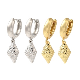 Rack Plating Brass Hoop Earrings, Cadmium Free & Lead Free, Long-Lasting Plated, Shell Shape