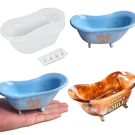 Bathtub-shaped Soap Dish Food Grade Silicone Molds, Resin Casting Molds, for Storage Box Making
