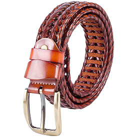 1Мужские ремни-цепочки из плетеной коровьей кожи, с пряжками из сплава, античная бронза