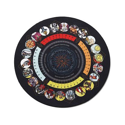Estera de péndulo de caucho sintético, estera de la adivinación del tema del tarot, para brujería wiccan altar suministros, plano y redondo