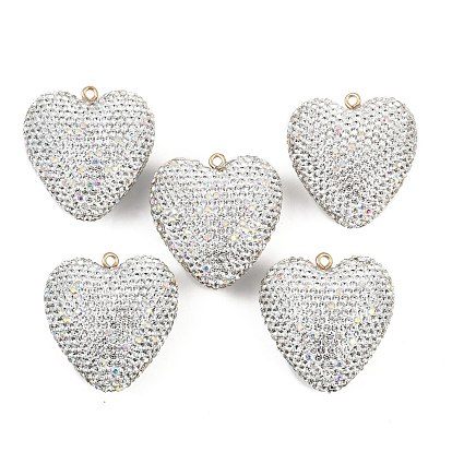 Подвески из сплава глины со стразами, сердце