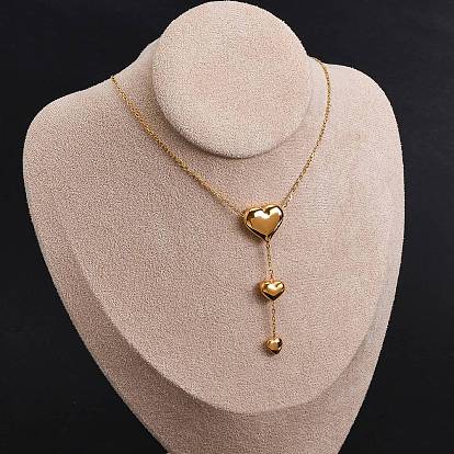 304 нержавеющая сталь 3 ожерелья с подвесками в форме сердца, ионное покрытие (ip)
