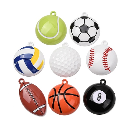 Baking Paint Alloy Pendants, Sports Ball Theme Charms