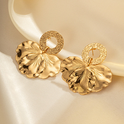 304 из нержавеющей стали болтаться серьги, лепесткообразный с плоским круглым