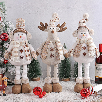Christmas snowman telescopic doll knitted elk doll window scene decoration ornaments
