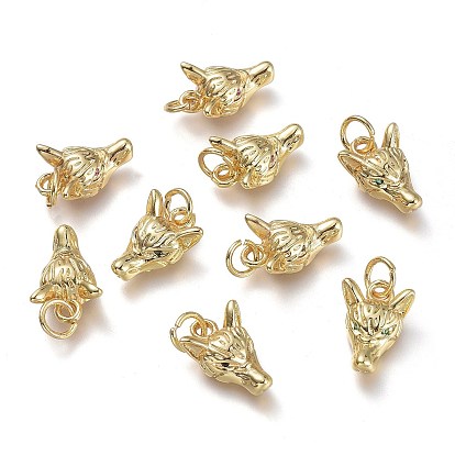 Латунные микро проложить кубического циркония подвески, с прыжковых колец, волк, реальный 18 k позолоченный