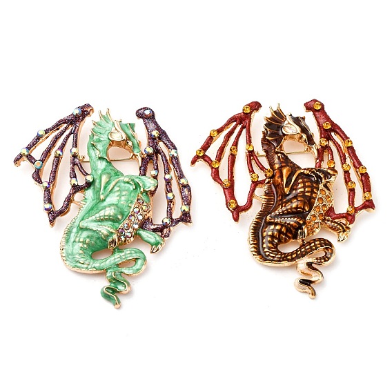 Эмалированные булавки летающего дракона, значки со стразами из сплава для одежды