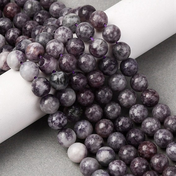 Натуральные лепидолитовые бусины, круглые