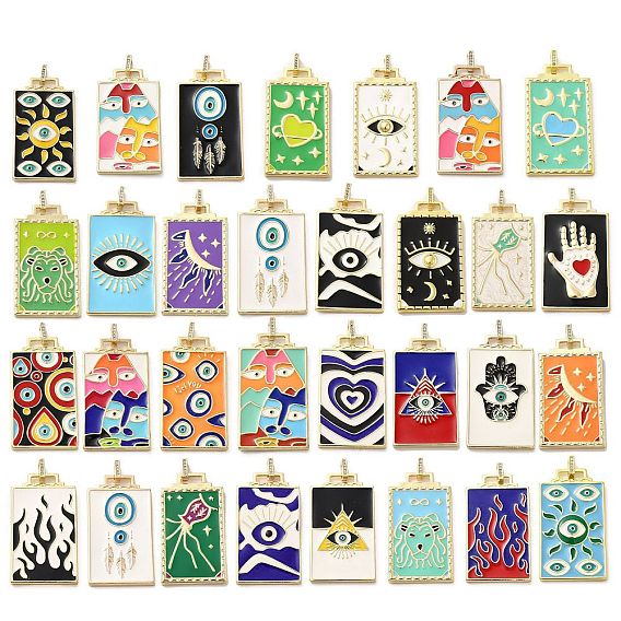 Кулон из латуни микропаве с фианитами и эмалью, без кадмия, без никеля и без свинца, прямоугольные