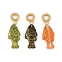 Colgantes europeos de resina de latón y esmalte, Grandes colgantes agujero, pescado, chapado en rack, larga duración plateado, sin plomo y cadmio, real 18 k chapado en oro